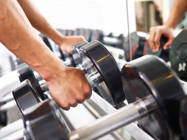 hand of a male lifting a dumbbell Olympic Weight Lifter